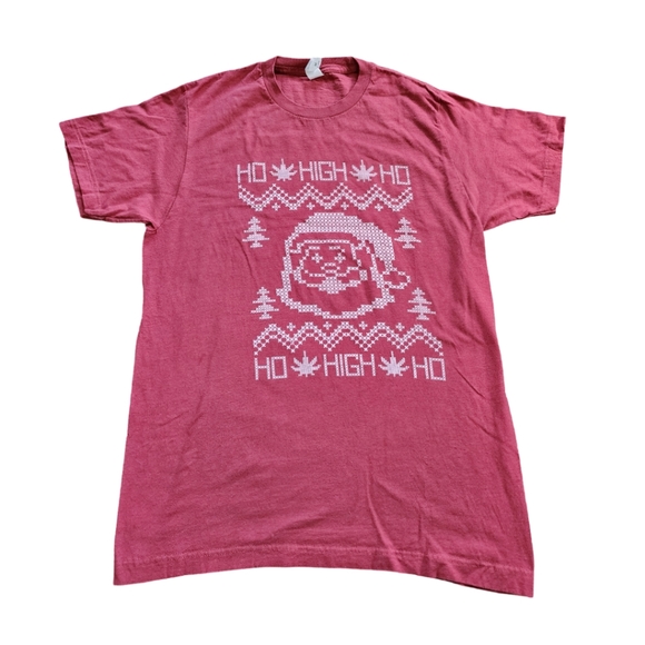 Red/White Ho High Ho Santa Tee, Unisex M - Picture 1 of 7